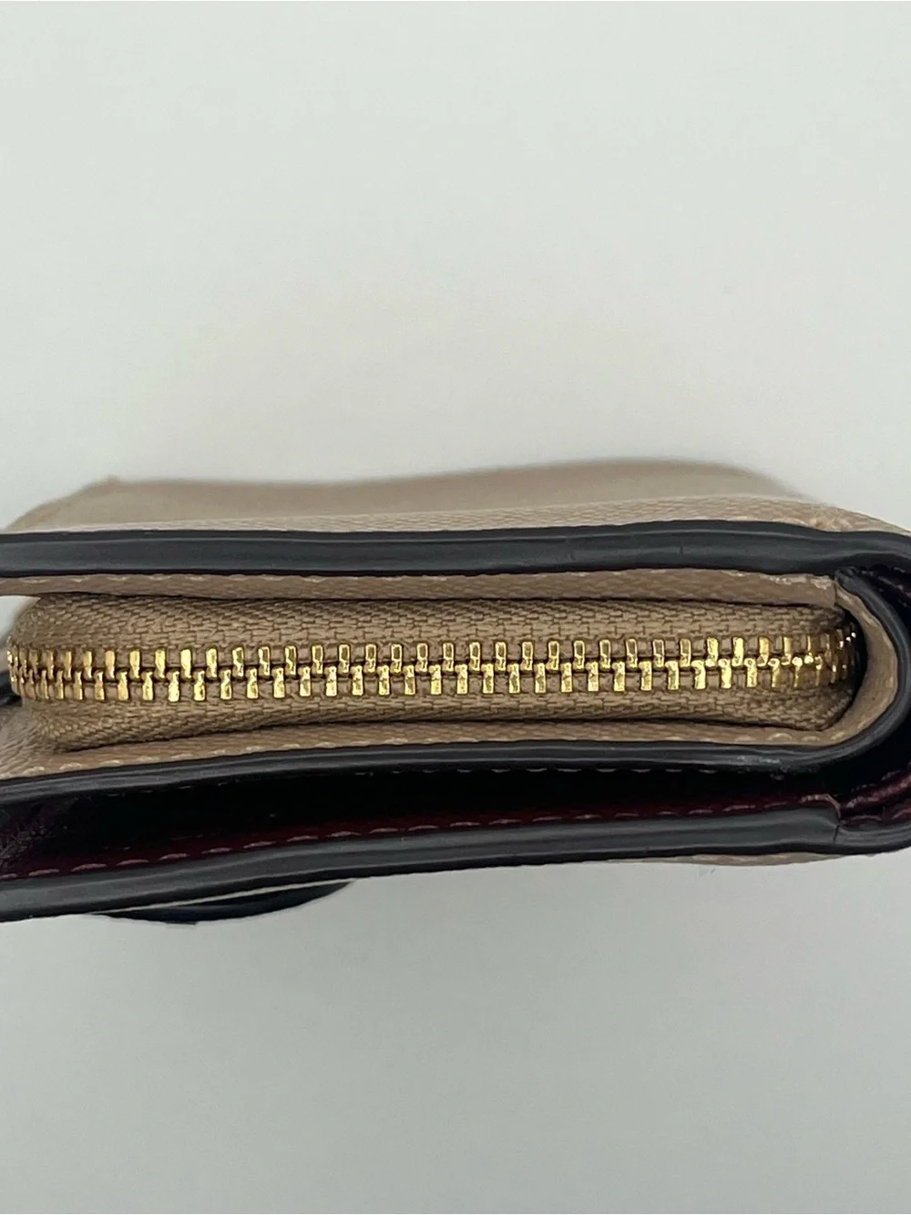 Coach Medium Corner Zip Wallet Crossgrain Leather Taupe